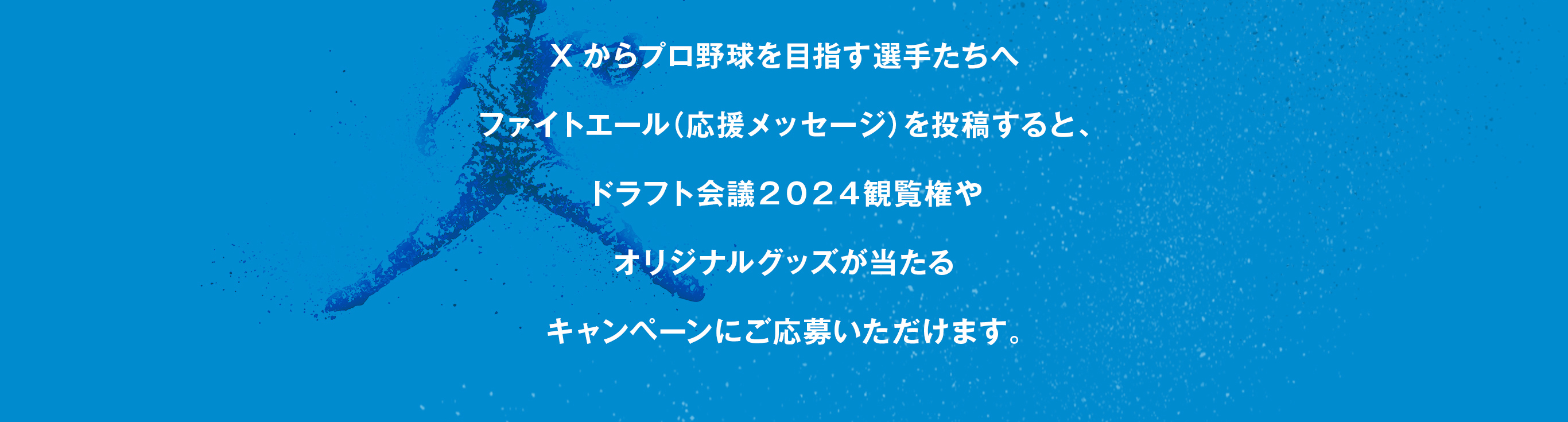 ファイトエールを投稿すると、ドラフト会議観覧権やグッズが当たるキャンペーンにご応募いただけます